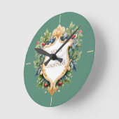 クレストエレガントクリスマスカード ラウンド壁時計 (傾斜)