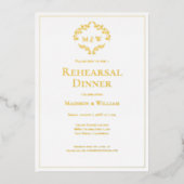 クレストエレガントモノグラムのリハ結婚ーサルディナー 箔招待状 (正面)