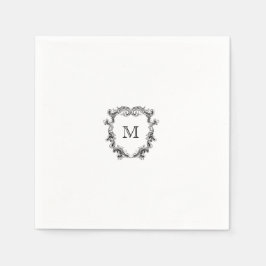 クレストエレガントモノグラム結婚ナプキン スタンダードカクテルナプキン