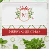 クレストエレガント付きイニシャル休日 キッチンタオル (折り畳み)