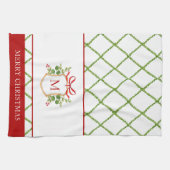 クレストエレガント付きイニシャル休日 キッチンタオル (横)