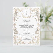 クレストクラシカルエレガントモノグラムウェディングレセプション エンクロージャーカード (スタンド正面)