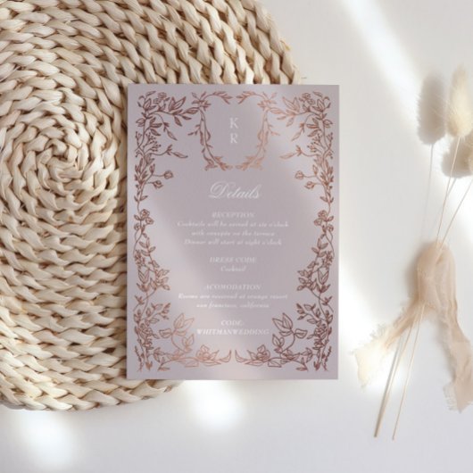 クレストクラシカルエレガントモノグラムウェディングレセプション エンクロージャーカード