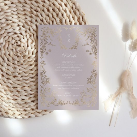 クレストクラシカルエレガントモノグラムウェディングレセプション エンクロージャーカード