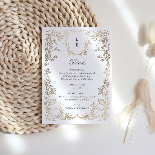 クレストクラシカルエレガントモノグラムウェディングレセプション エンクロージャーカード