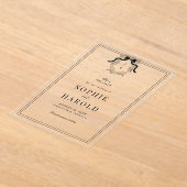 クレストコケフランスのットボウモノグラム結婚ズ アクリル招待状 (レイダウン)