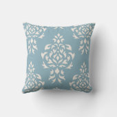 クレストダマスク模様 – クリーム（青） クッション (裏面)