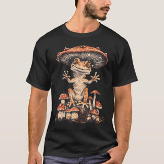クレストドゲッコーリザード コテージコア エステティック マッシュルーム Tシャツ
