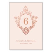 クレストバラ金ゴールド赤面ピンクヴィンエレガントテージウェディング テーブルナンバー (裏面)