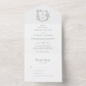 クレストフォーマルセージグリーンモノグラム結婚ズ オールインワン招待状 (内側)