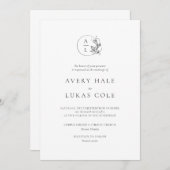 クレストフォーマルホワイトブラックエレガントな結婚式 招待状 (正面/裏面)