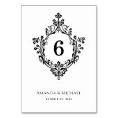 クレストブラック&ホワイトヴィンテージエレガ華美ントウェディング テーブルナンバー (正面)