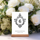 クレストブラック&ホワイトヴィンテージエレガ華美ントウェディング テーブルナンバー