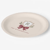 クレストボーパーソナライズされたモノグラムクリスマスパーティー ペーパープレート (アングル)