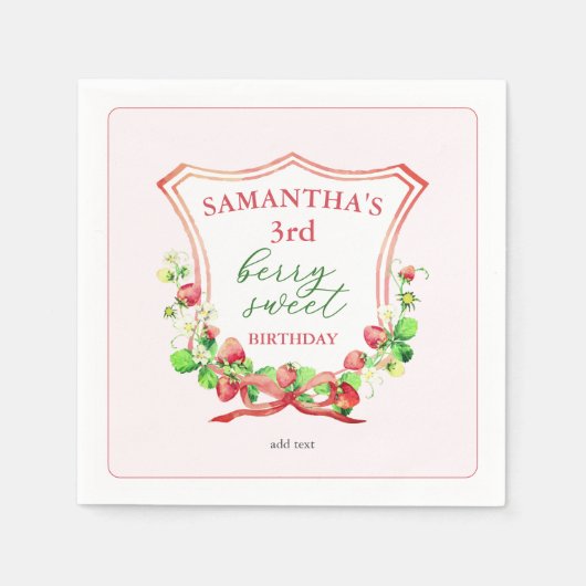 クレストボーベリースイートウォーターカラーエージ誕生日 スタンダードカクテルナプキン (正面)