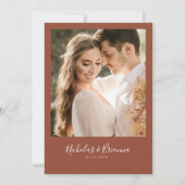 クレストモダンテラコッタ焼きオレンジ結婚の写真 招待状 (裏面)