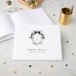 クレストモノグラビクトリアンムフランスのヴィンテージ結婚ズ ゲストブック