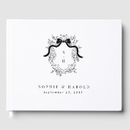 クレストモノグラビクトリアンムフランスのヴィンテージ結婚ズ ゲストブック