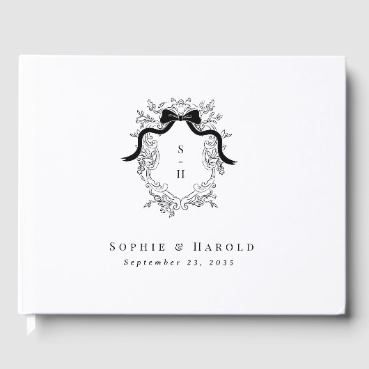 クレストモノグラビクトリアンムフランスのヴィンテージ結婚ズ ゲストブック (正面)