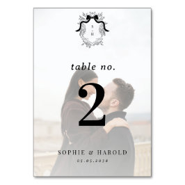 クレストモノグラムアレードフォトヴィンテージフランスのウェディング テーブルナンバー
