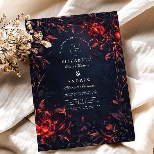 クレストモノグラムアールヌーボー結婚フローラ 招待状