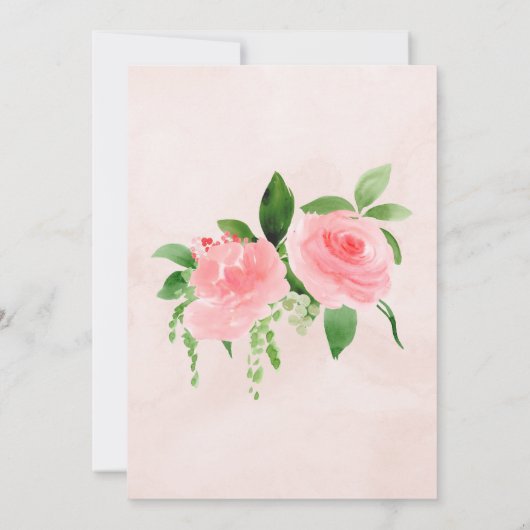 クレストモノグラムイニシャルピンクローズブライダルシャワー 招待状 (裏面)