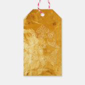 クレストモノグラムオーナメント金ゴールド結婚テクスチャのロゴ ギフトタグ (正面)