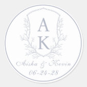 クレストモノグラムダスティブルー結婚ズ ラウンドシール (正面)