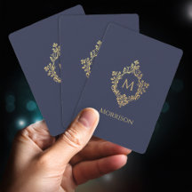 クレストモノグラムネイビーブルーフェイク金ゴールドヴィンテージイニシャル