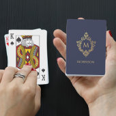 クレストモノグラムネイビーブルーフェイク金ゴールドヴィンテージイニシャル トランプ