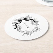 クレストモノグラムビクトリアンフランスの結婚ヴィンテージ ラウンドペーパーコースター (アングル)