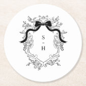 クレストモノグラムビクトリアンフランスの結婚ヴィンテージ ラウンドペーパーコースター (正面)