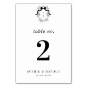 クレストモノグラムフランスのコケッフォーマルト弓結婚ズ テーブルナンバー (正面)