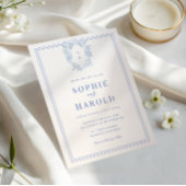 クレストモノグラムフランスのブルーすべて結婚の 招待状