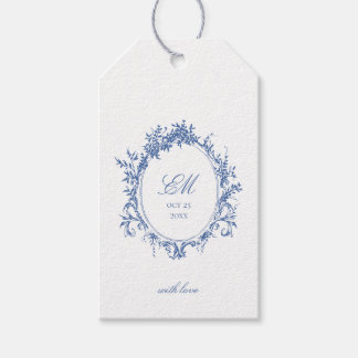 クレストモノグラムブルーチノ結婚イズリーのロゴ ギフトタグ