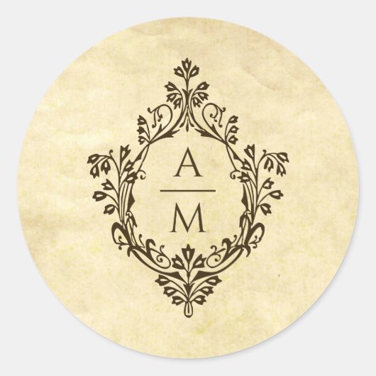 クレストモノグラムヴィンテージビクトリアンパーチ結婚メント ラウンドシール (正面)