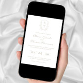 クレストモノグラム淡い色のトープ結婚式招待状 招待状