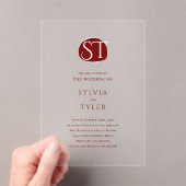 クレストモノグラム結婚タイポグラフィ アクリル招待状 (インサイチュ (ポータブル))