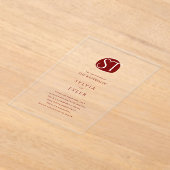 クレストモノグラム結婚タイポグラフィ アクリル招待状 (レイダウン)