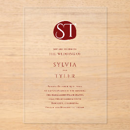 クレストモノグラム結婚タイポグラフィ アクリル招待状