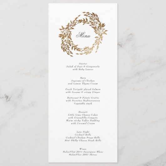 クレスト伝統的クラシックエレガントな結婚式 メニュー (正面)