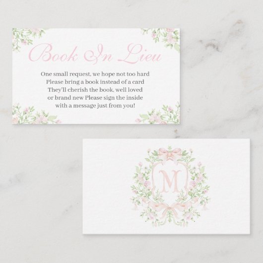 クレスト名門私立校風のベビーシャワー招待状 名刺 (正面/裏面)