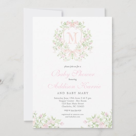 クレスト名門私立校風のベビーシャワー招待状 招待状 (正面)