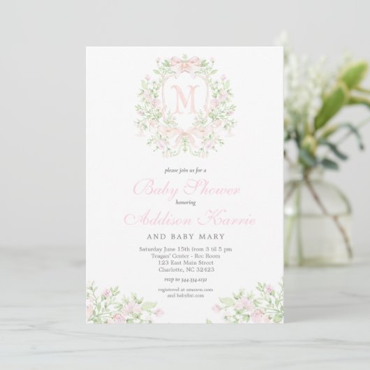 クレスト名門私立校風のベビーシャワー招待状 招待状 (スタンド正面)