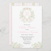 クレスト名門私立校風のベビーシャワー招待状 招待状 (正面/裏面)