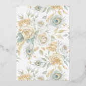 クレスト王室のインディアンホワイトピーコッ結婚クの金ゴールド 箔招待状 (裏面)