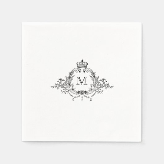 クレスト王室のエレガントリースモノグラム結婚ズ スタンダードカクテルナプキン (正面)