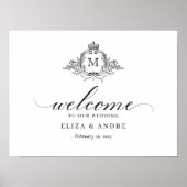 クレスト王室のエレガントリースモノグラム結婚ズ ポスター (正面)