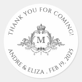 クレスト王室のエレガントリースモノグラム結婚ズ ラウンドシール