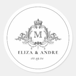 クレスト王室のエレガントリースモノグラム結婚ズ ラウンドシール